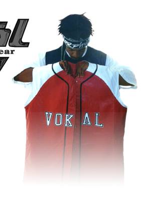 Murphy Lee showin off one of the shirts from Nelly's new clothing line Vokal Clothes!!!